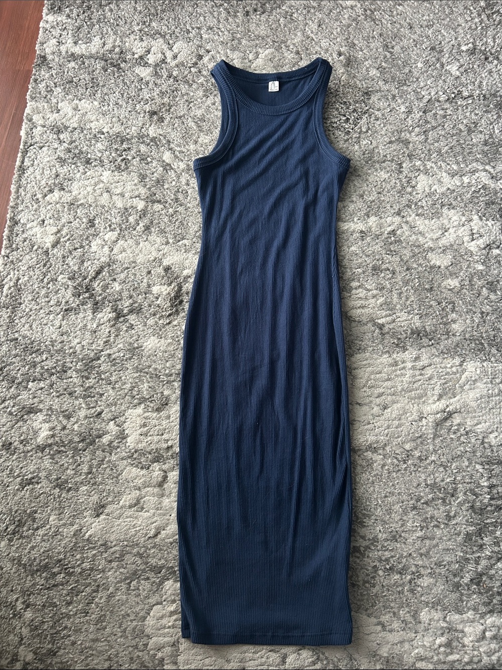 Navy Ribbed Maxi Dress
